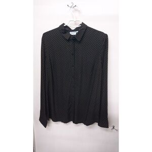 Button Down Shirt Women's Black EUC Geometric Print
